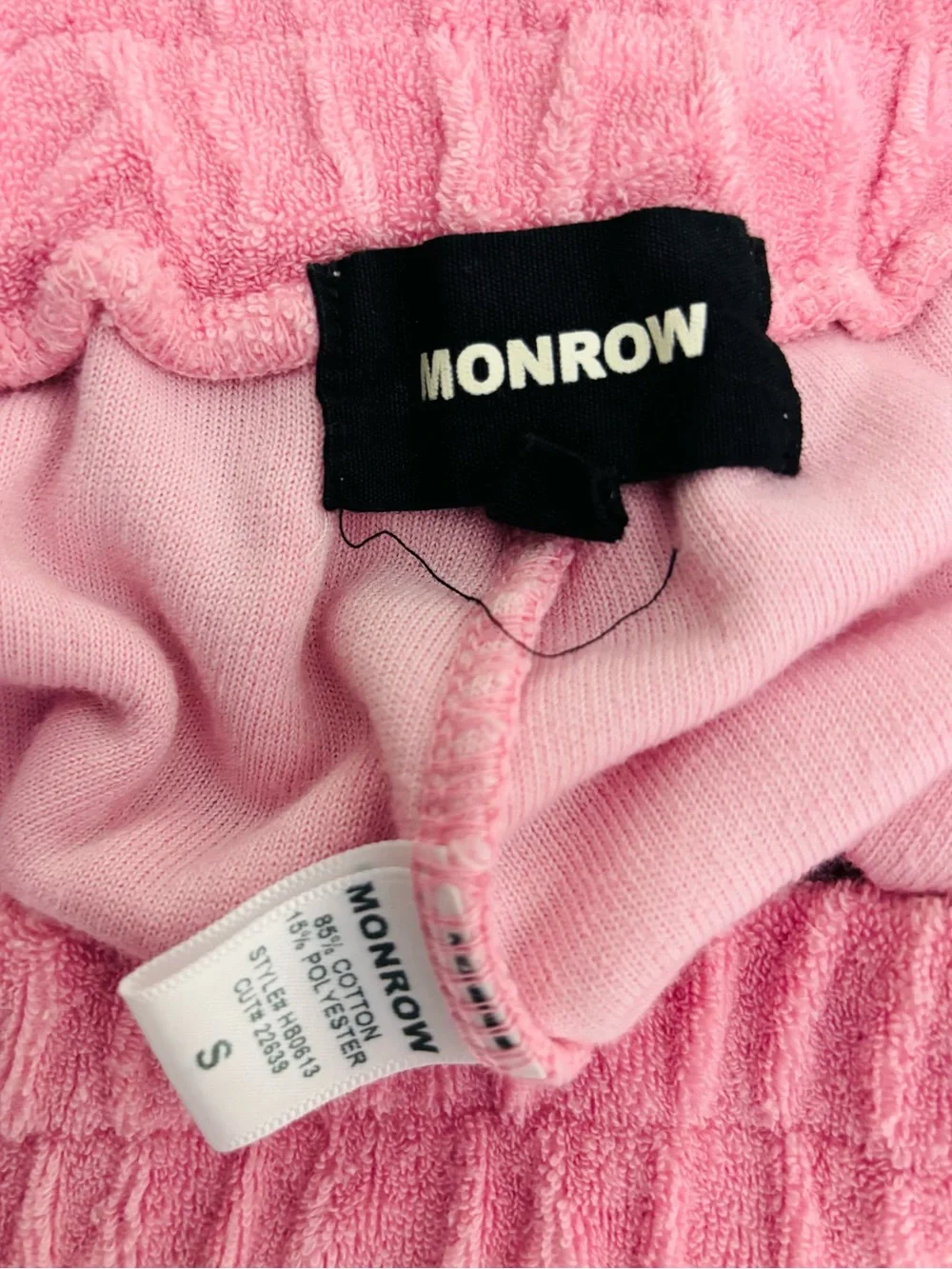 MONROW Pink Terry Cloth Matching Lounge Set Tank & Shorts. Small